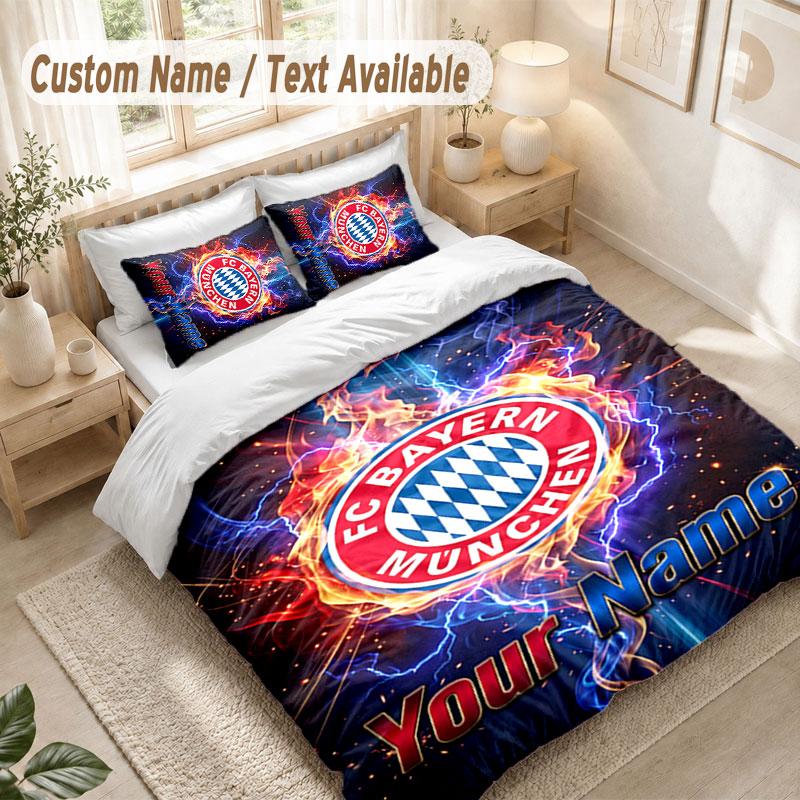 Custom Name Bedding Set 3 PiecesBayern Munich Print Duvet Cover + 2 Pillowcases Soft Bed Decor
