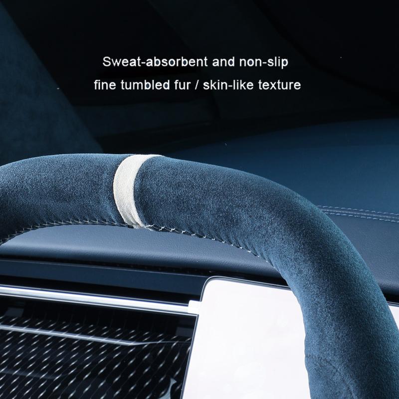 For ZEEKR 009 Zeekr 001 7X 2024 2025 Car Steering Wheel Cover Breathable Premium Super Suede Splicing Sport Styling Parts