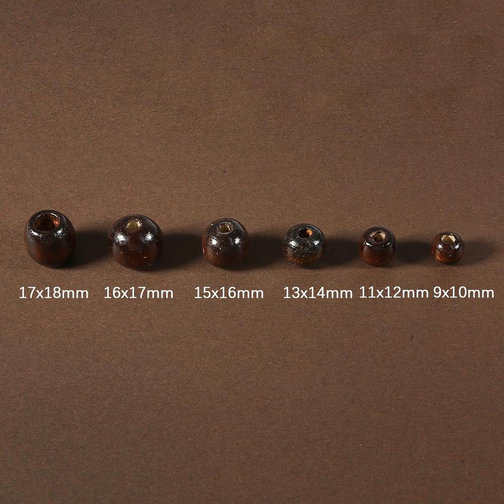 50PCS Big Hole Natural Wood Loose Beads Wooden Round Beads For Jewelry Making Bracelet Necklace Accessories DIY Crafts
