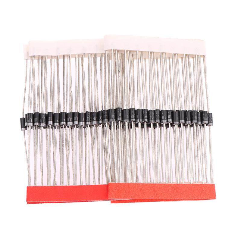 50 шт. выпрямительных диодов Шоттки Uf4004 Uf4007 1A 400 В 1000 В сверхбыстрый выпрямительный диод Do-41