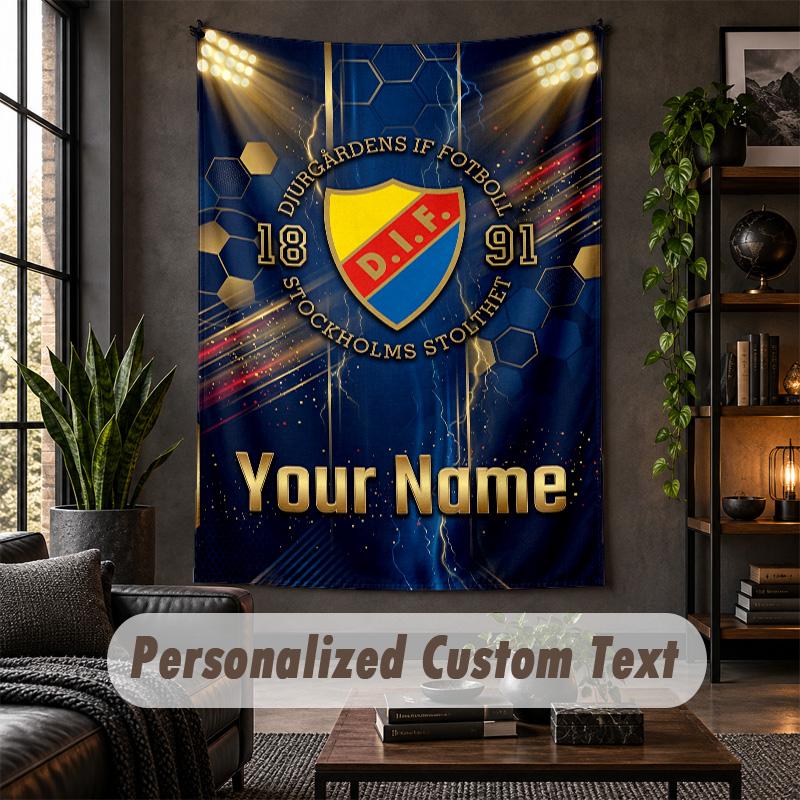 Personalized Wall Tapestry,Djurgårdens IF Custom Text, Soft Fabric Wall Art For Indoor Decoration