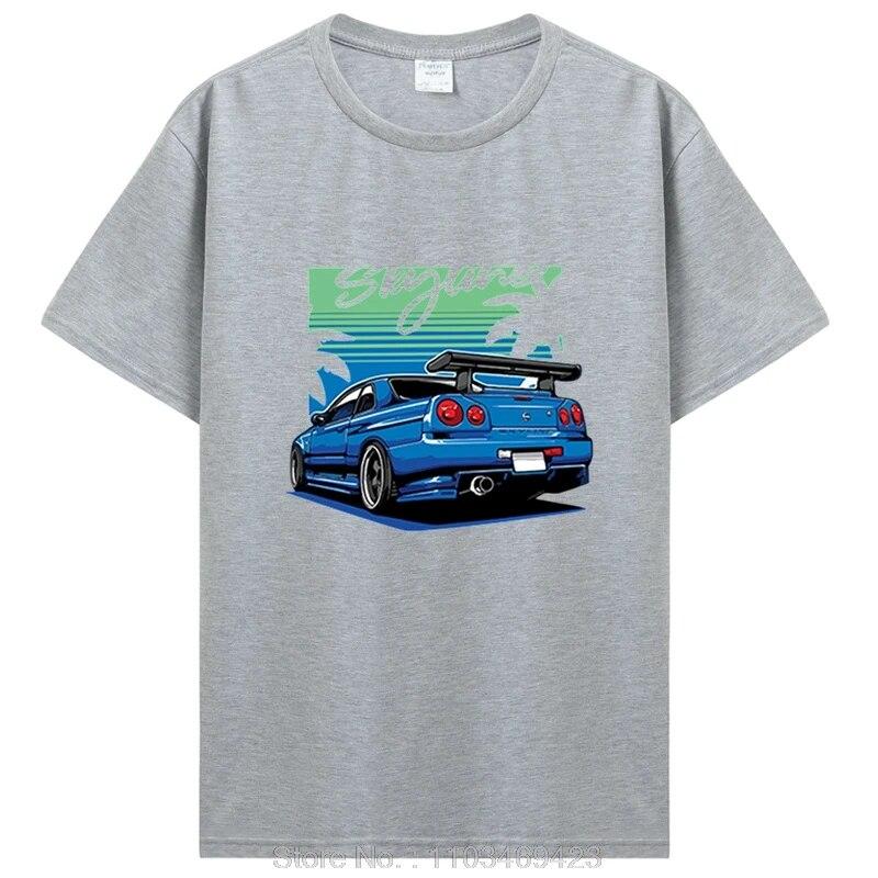 Футболка Initial D Skyline R34, хлопковая футболка унисекс с коротким рукавом, японская модная футболка Harajuku с автомобилем, одежда унисекс большого размера