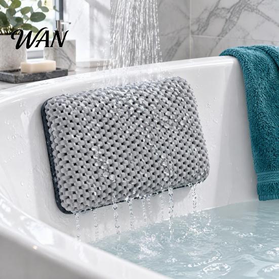 Comfortable Bathtub Pillow Bath for Tub, with Non-slip Suction Cups, Pilow Elastic Spa Head & Neck Support, Ergonomic Mesh Cushion Relaxing Relief