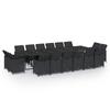 17 piece Garden Dining Set with Cushions Poly Rattan Black