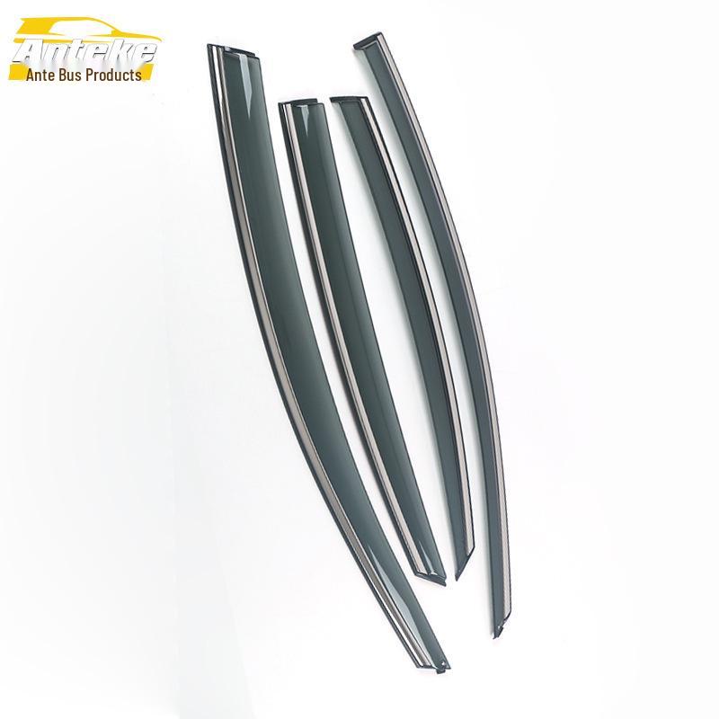 3D Stainless Steel Rain Guards with Bright Strip for 15-18 Sonata - Deflectors & Decorative Stickers Set