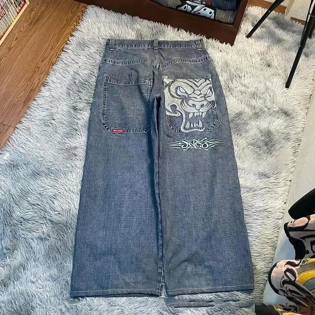 Джинсы-мешковатые Y2K мужские винтажные вышитые джинсы хип-хоп готические уличные Harajuku мужские женские повседневные широкие джинсы