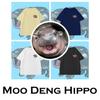 Moo Deng Tiny Baby Hippo Star Thailand Cute Pygmy Hippo Unisex Men Women Kid T-Shirt Print Short Sleeve Round Neck