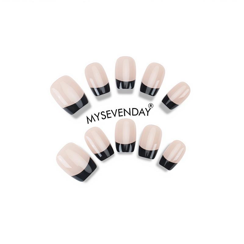 Fake Nail Pieces Wear Nails Boutique Minimalist Black French Edge Short Style High-end European And American Hotties
