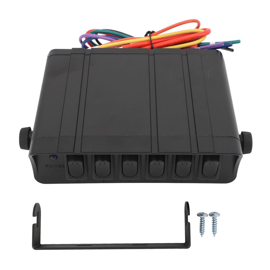 6 Gang Rocker Switch Box DC12V to 24V 40Amp SPST Toggle Switch Panel Box for Automotive Car Vehicle Boat RV SUV Blue