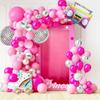 139Pcs Pink Rose Party Princess Theme Balloon Garland Arch Kit Foil Disco 4D Balloons Wedding Decor Fashion Girls Birthday Party Baby Shower Decor