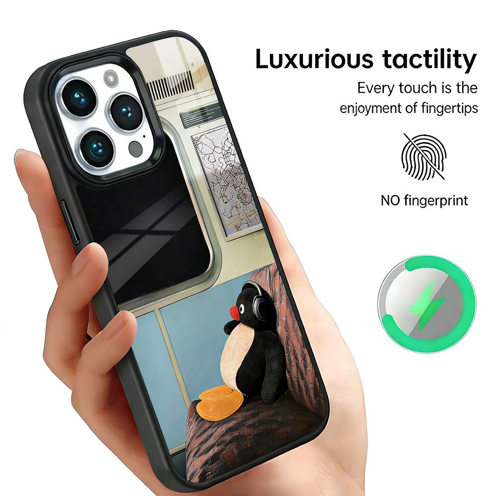 P-Pingu Cute P-Penguin Phone Case For IPhone17 16 15 14 13 12 11 Plus Pro Max Plus Wireless Charger Cover Funda