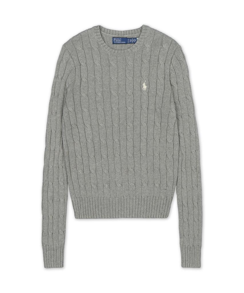 POLO RALPH LAUREN Cable Knit Cotton Crew Neck Sweater - Grey