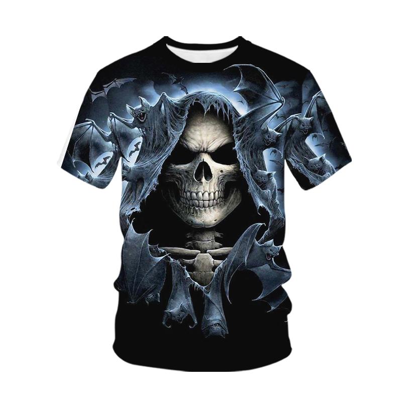 Летние забавные футболки со скелетом и 3D-принтом, уличная одежда для мужчин, мода ужасов, повседневная футболка Harajuku, свободные футболки, топы, одежда
