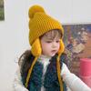 2-8T Baby Hat Big Pompom Beanie with Earflap Wool Plush Children Knitted Cap for Girls Boys Winter Thick Warm Kids Accessories