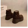 Women's Platform Snow Boots Fleece Lined Ankle Boots Zipper Short Booties