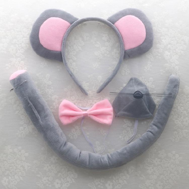 Little-Mouse Costume Accessories Set Mouse Ears Headband,Bowtie,Nose,Gloves Tail