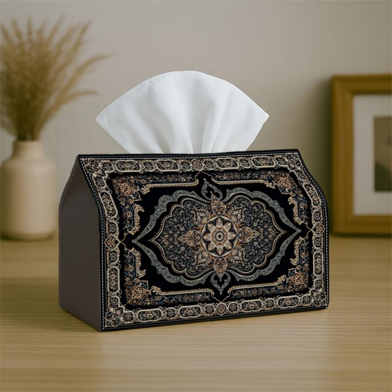 1pc Persian Ornamental Classical Party Tissue Box with Medallion Pattern Dark, Multi-Functional Fabric Tissue Box, Outdoor Party Supplies, Home Daily