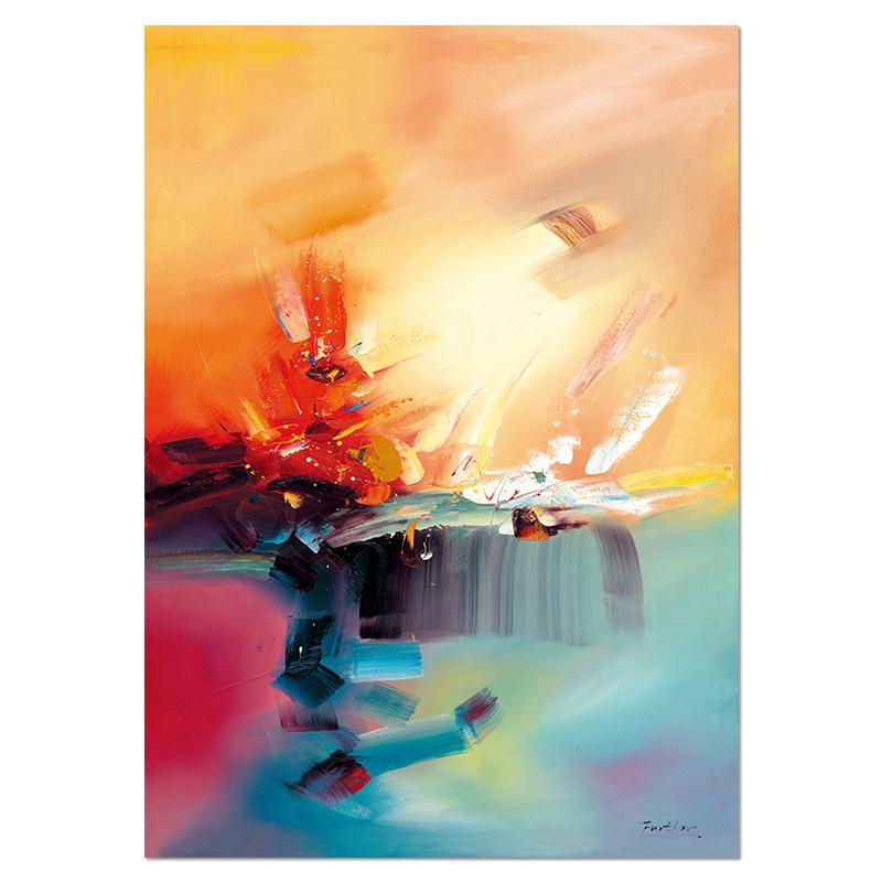 Красочные абстрактные настенные рисунки Желтый Розовый Синий Мечта Лист Картина Маслом Холст Настенные Панно для Декора Комнаты Акварельные Художественные Работы