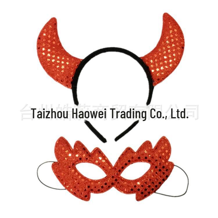 Головной убор из черного бычьего рога - аксессуар для костюма ведьмы на Хэллоуин