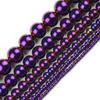 HGKLBB Round Hematite Beads Natural Stone 2/3/4/6/8/10mm Gold Color Plated Loose Beads Jewelry Bracelets Making DIY Accessories