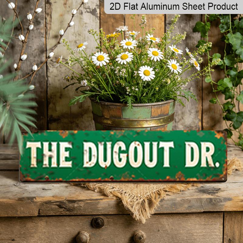 15.7×3.94inch Vintage Green "THE DUGOUT " Metal Sign, Aluminum Sign / Decorative Sign, Themed Wall Art for Sports Bar, for Man Cave Decor, Classic