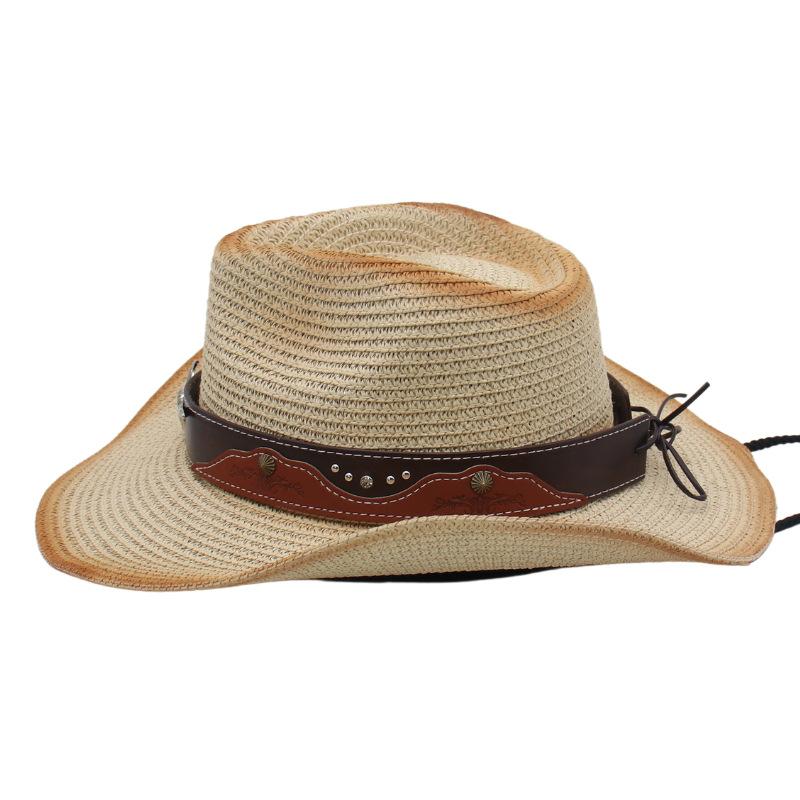 Весенне-летний богемный западный ковбойский соломенный головной убор трансграничная внешняя торговля складной ветрозащитная веревка тибетский тибетский цилиндр