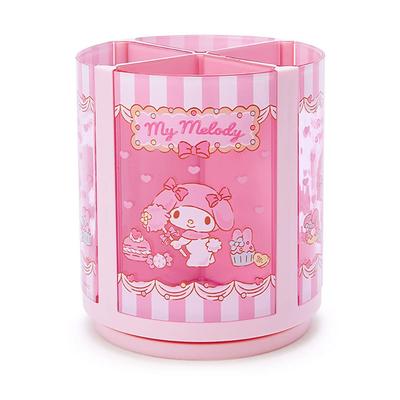 Sanrio My Melody Подставка-органайзер для ручек и косметики, Розовый, Пластик, Вращающийся на 360 градусов, Косметика, Кисти, Тюль, Персонаж,