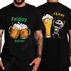 Модный скелет, наслаждающийся футболками «Пятница — день пива» с принтом на спине, мужская футболка, наконец-то пятница для любителя выпить, мужская одежда оверсайз