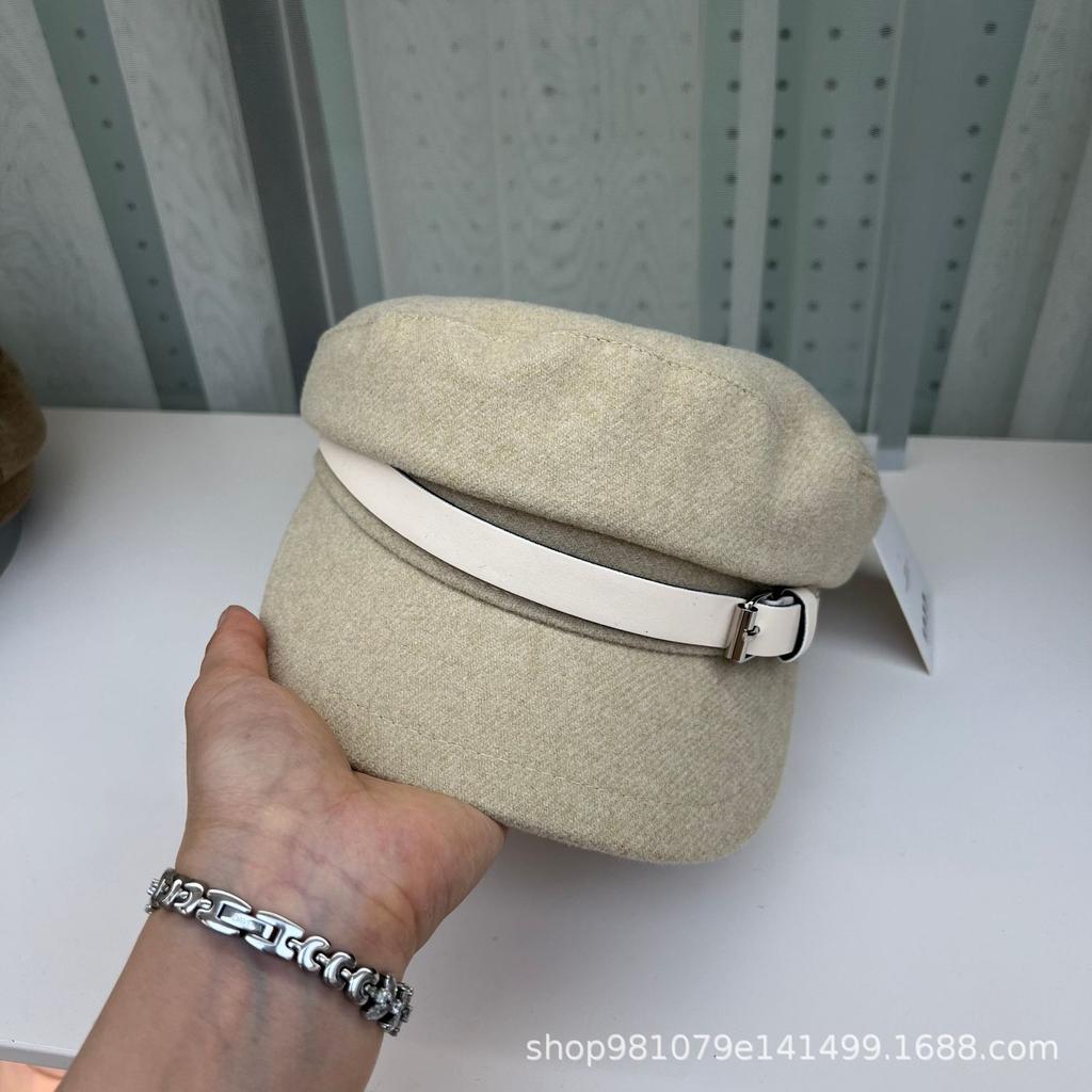 Retro woolen flat hat female early autumn face small octagonal beret newsboy painter hat equestrian hat