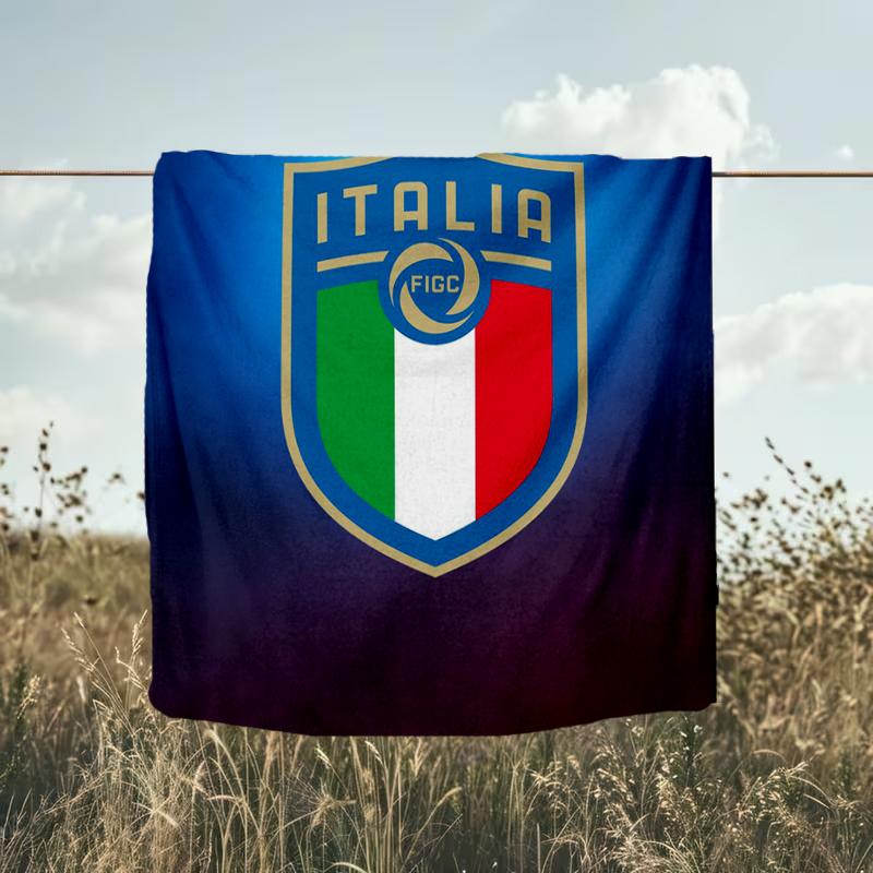 1PC Italian Football Crest Printed Soft Flannel Blanket Throw for Adult Bedroom Living Room Sofa Camping Travel Fan gifts Christmas Gifts