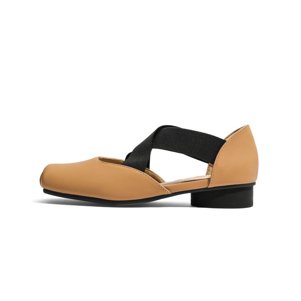 Leather Ballet Shoes Popular CMCMCM High Heel Comfortable Soft Sole Shallow Mouth Single Shoes Cross-tied Mary Jane Shoes