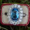 Кольцо с синим кубическим цирконием для женщин Элегантные свадебные украшения для вечеринки Заявление Кольцо на палец Женский подарок