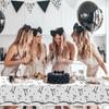 Avezano 3 pcs Black Bow Tablecloths 108 x 54 inch Bow Birthday Decorations Black and White Coquette Plastic Table Cover Disposable Bachelorette Party