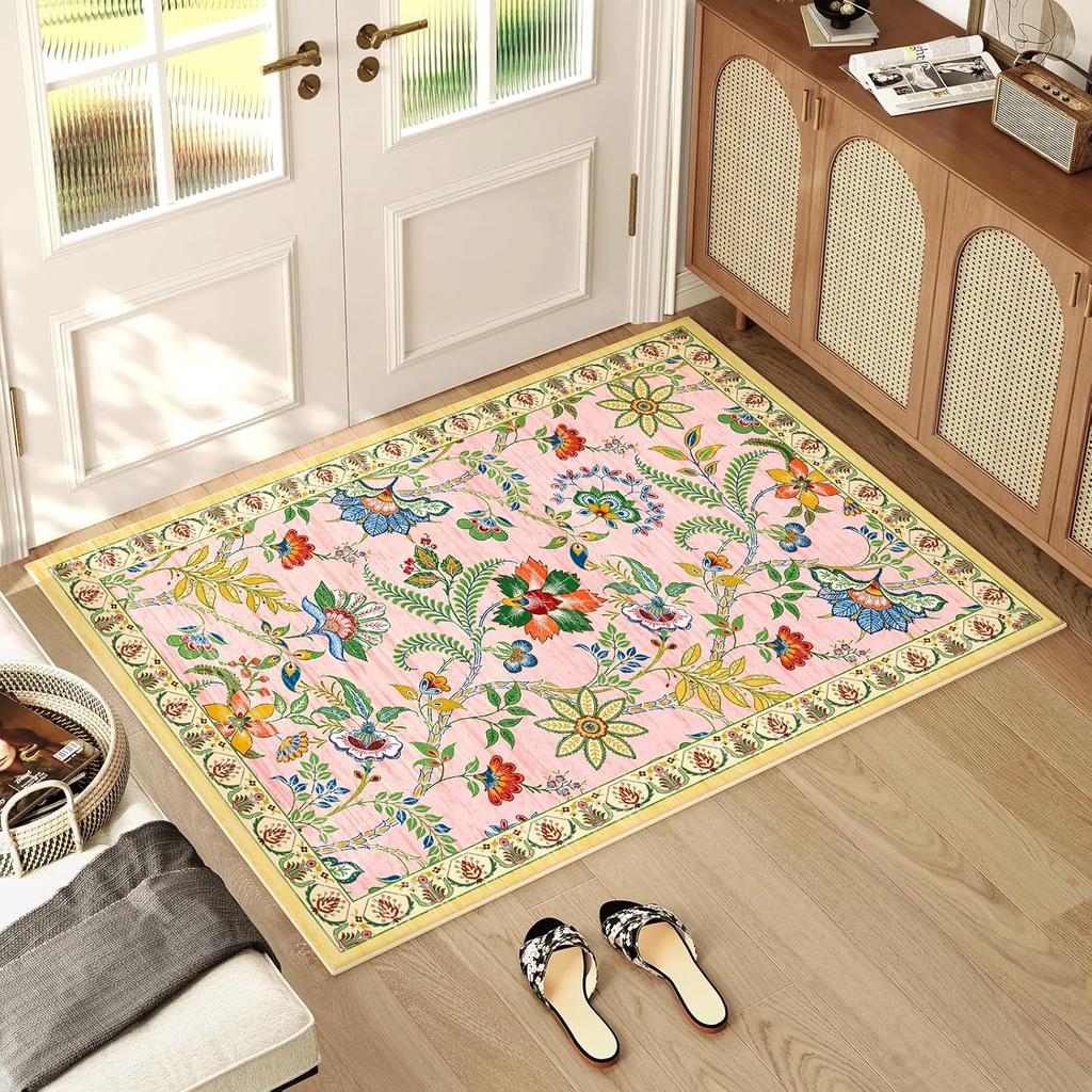 Цветочный коврик для пола Домашний этнический стиль Коврик для входной двери Износостойкий и грязеотталкивающий коврик для пола