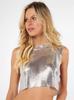 2026 Sexy Glitter Festival Party Disco Tee Metal Mesh Sequin Sleeveless Tops Women Blue Red Sliver Black Gold Chainmail Crop Top