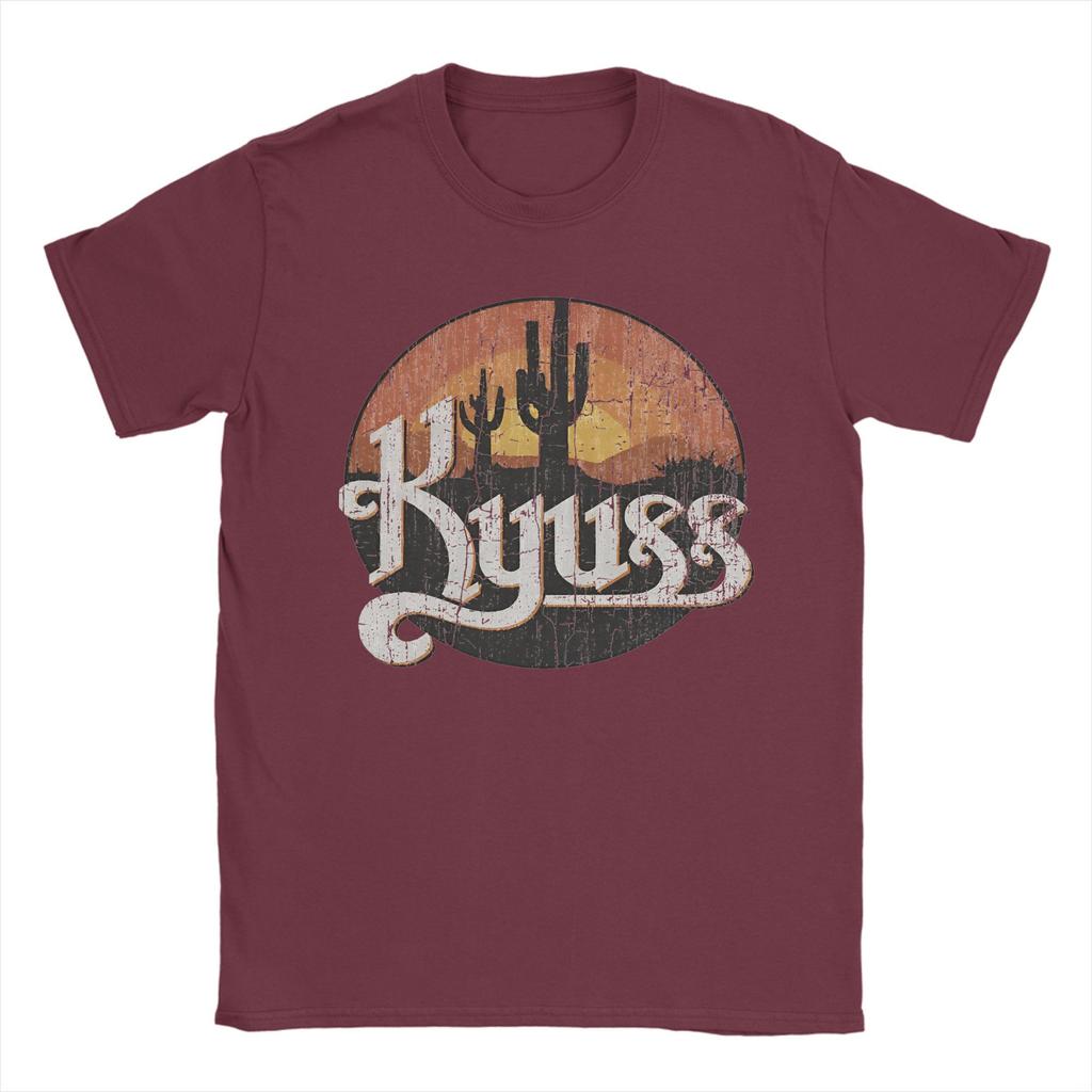 Men's T-Shirt Kyuss Sunset 1987 Queens Vintage Pure Cotton Tee Shirt Short Sleeve  T Shirts Round Collar Clothing 6XL