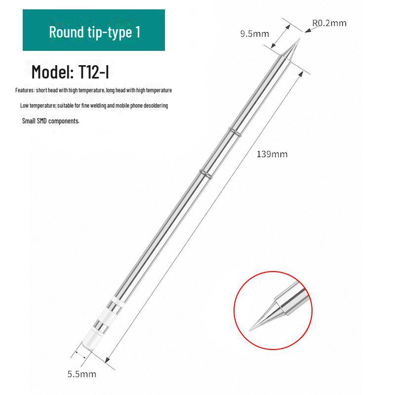 Жало паяльника T12 со встроенным нагревательным сердечником, паяльная станция с белым светом, универсальное лезвие ножа, подкова, специальное заостренное T12-K/B/I