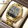 BINBOND B355 Stainless Steel Men Watch Top Quailty Luxury Push Button Hidden Clasp Waterproof Luminous Date Week Sport Men Watch