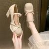 French Small Fragrant Style High Heel with Skirt Thick Heel Single Shoes Women Wear for a Long Time Not Tired Feet Cute Sweet Internet Celebrity Popul