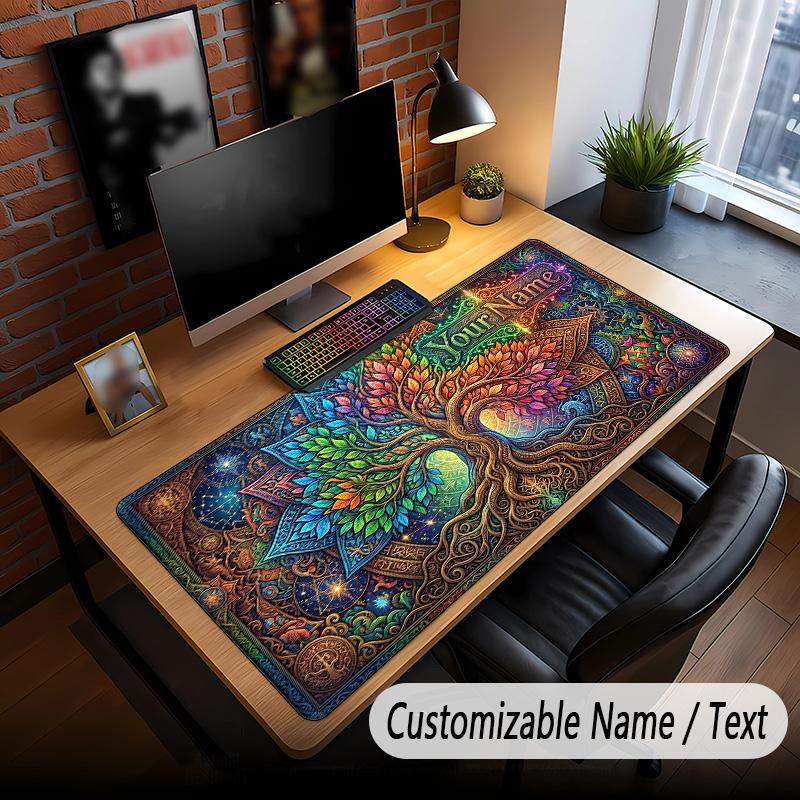 Tree of Life Theme Custom Mouse Pad Personalized With Name Text Customized Desk Mat For Office Home Decor