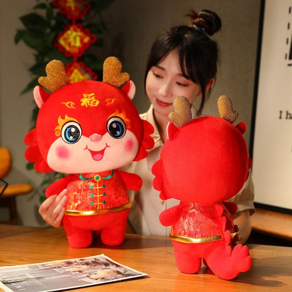PP Cotton Tang Suit Dragon Year Mascot Toy Tang Suit Lucky Dragon Doll Plushies  New Year Gifts