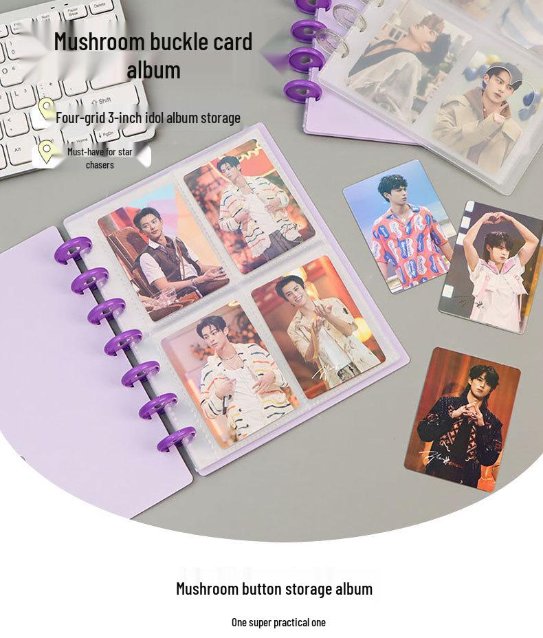 3-inch Polaroid Mushroom Loose-Leaf Album: Four-Grid Idol Card Collection