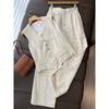 Fashion Set Women Elegant Sleeveless Vest Wide Leg Pants Summer Office Ladies Two Piece Sets