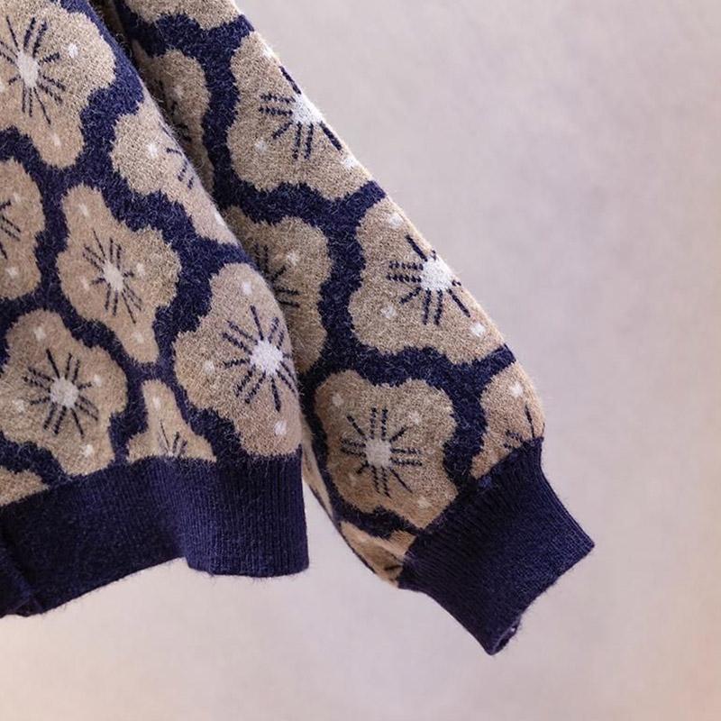 Knit Sweater Tops Women Autumn Casual Outer Cardigan V-Neck Sweater Women Vintage Loose Long Sleeve Jacket