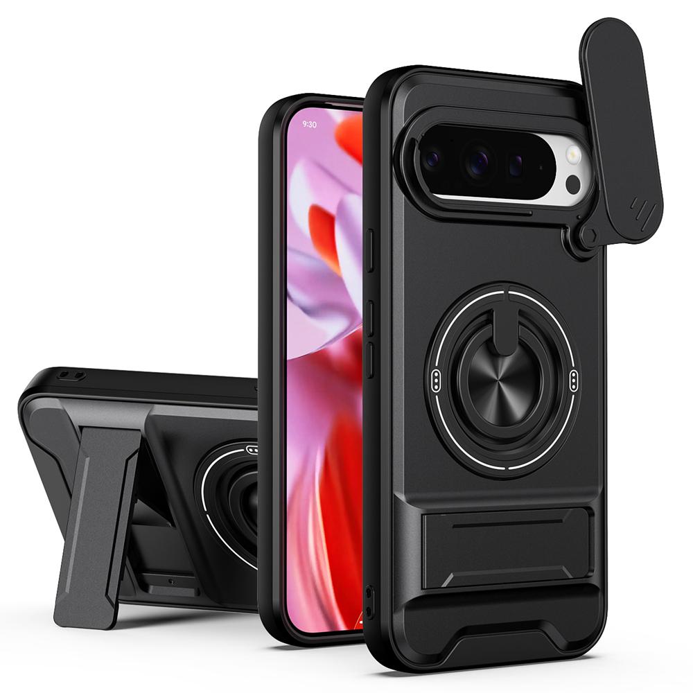KEYSION Магнитный чехол для телефона Google Pixel 9 10 Pro XL 10 9 Pro Защита камеры сдвижной крышкой Вертикальная подставка Кольцо 360° Ударопрочный чехол