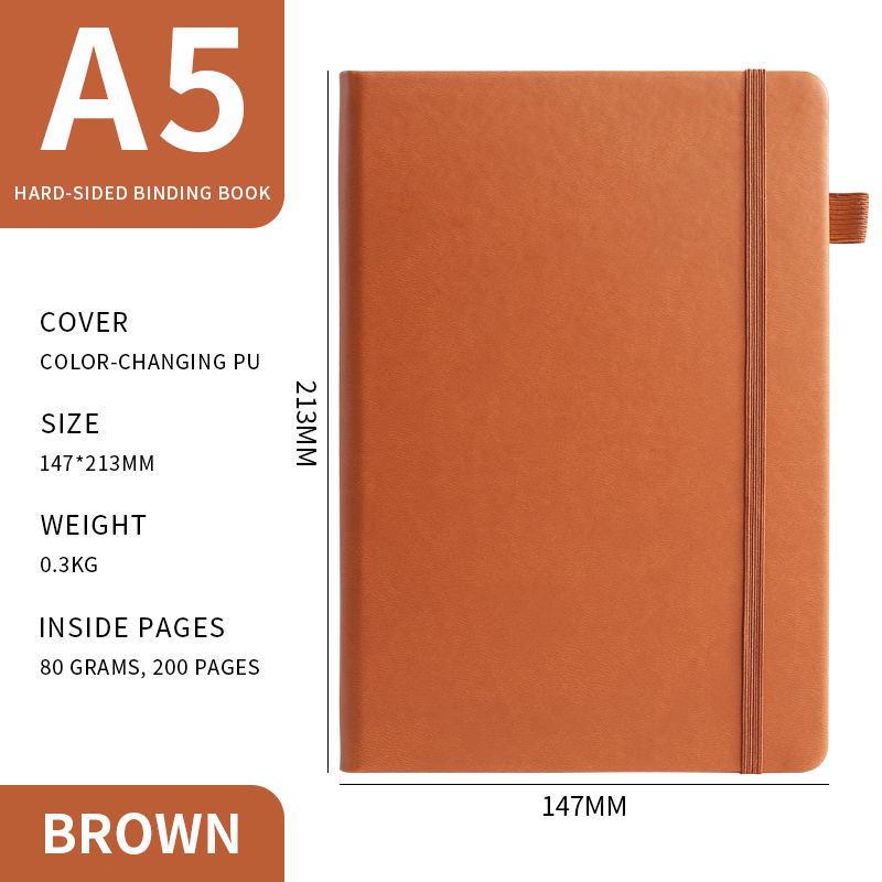 «Блокнот формата А5 в твердом переплете с полиуретановым ремешком, настраиваемым логотипом, свежим и простым дизайном»