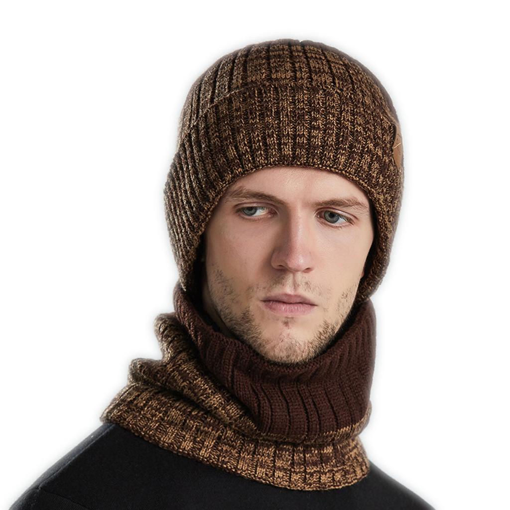 Outdoor Warm Winter Knitted  Hat & Scarf Set Stylish Knit  Cap For Men Women