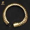NUOYA 12 мм Майами Кубинская Цепь Позолоченная Латунь 18K Хип-Хоп Украшения Индивидуальный Браслет для Рэпера Мужской Подарок