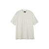 Spliced Round Neck Drop Shoulder Short Sleeve T-Shirt Unisex Tops White IZ3127