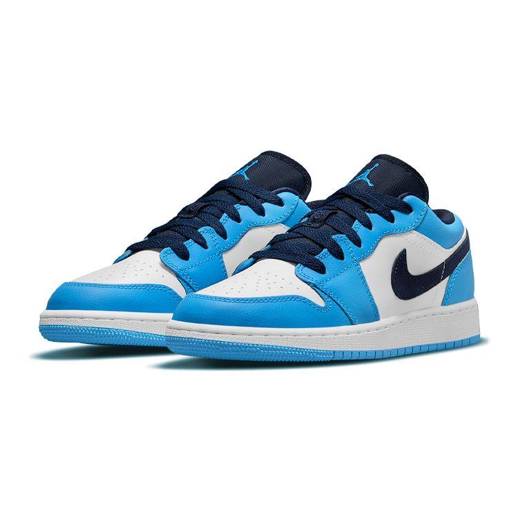 Детские кроссовки Air Jordan 1 Low GS UNC White University-Blue Obsidian 553560-144